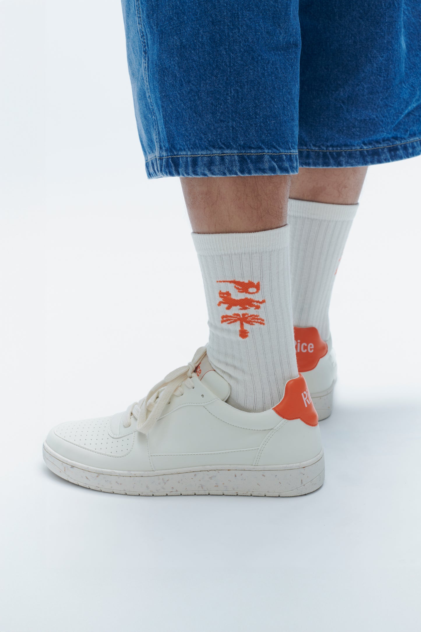 AVY ORGANIC CREW SOCK Ecru/Orange