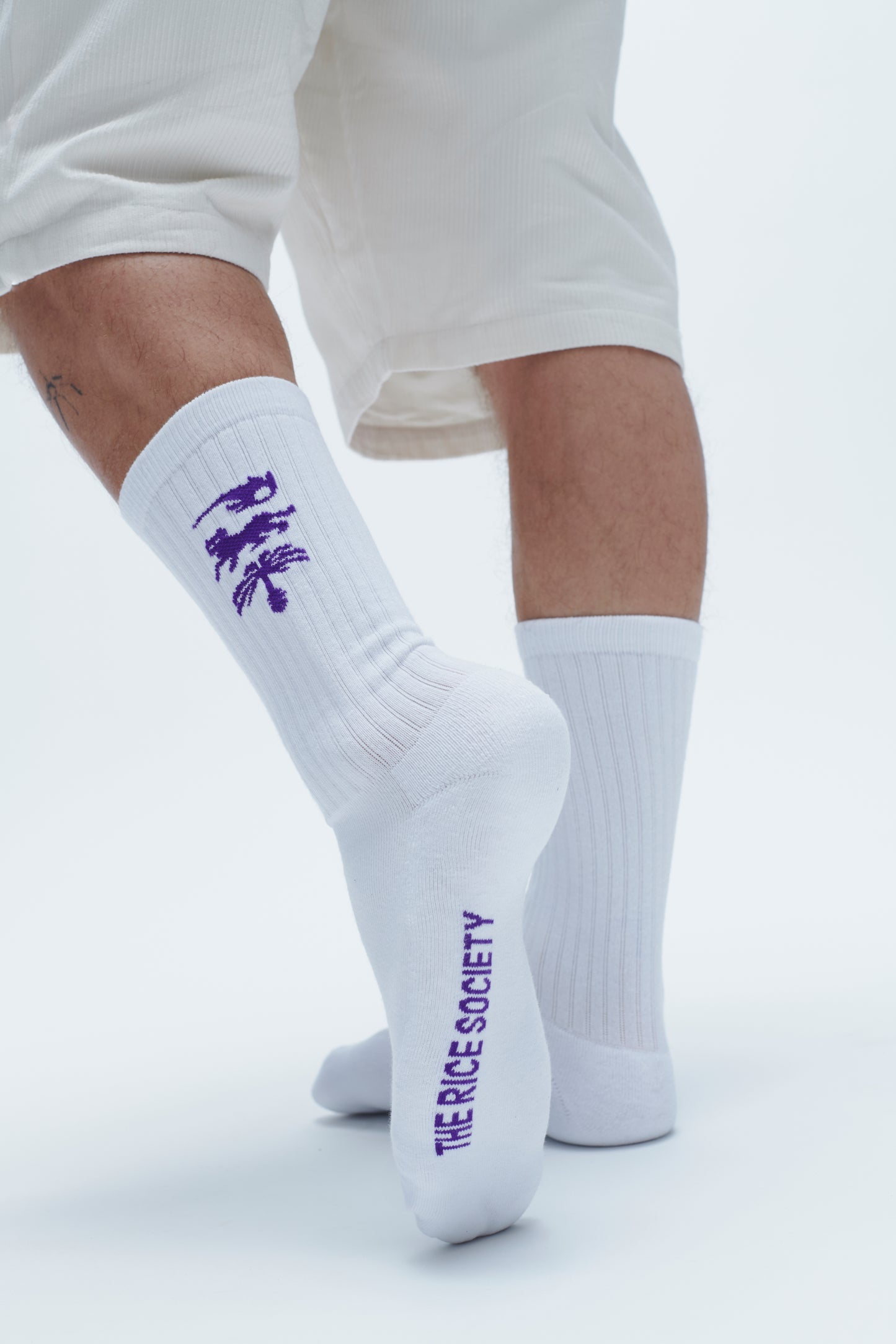 AVY ORGANIC CREW SOCK White/Purple