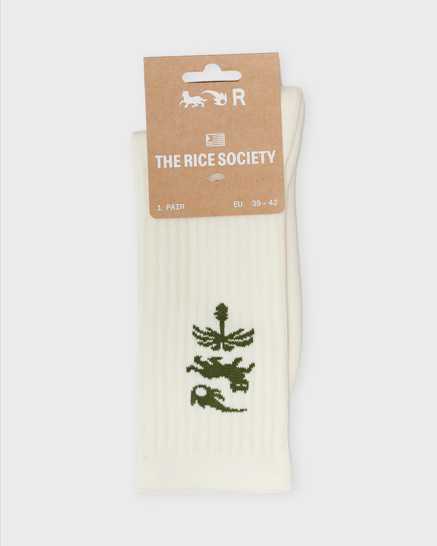 AVY ORGANIC CREW SOCK Ecru/Green